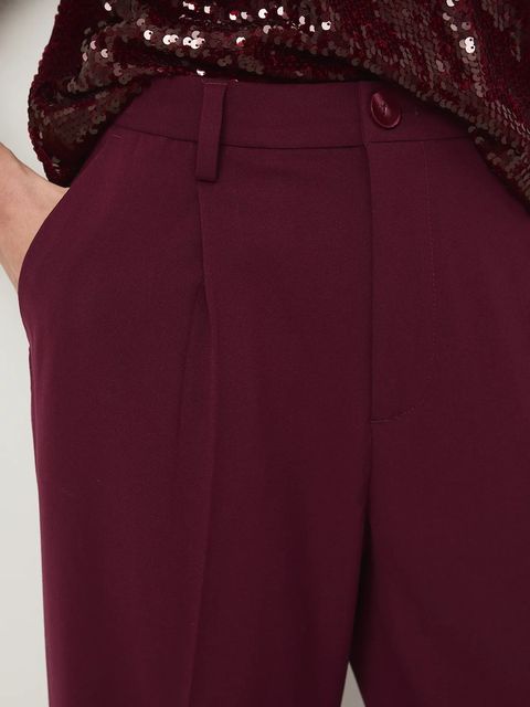 Medicine spodnie damskie kolor bordowy szerokie medium waist