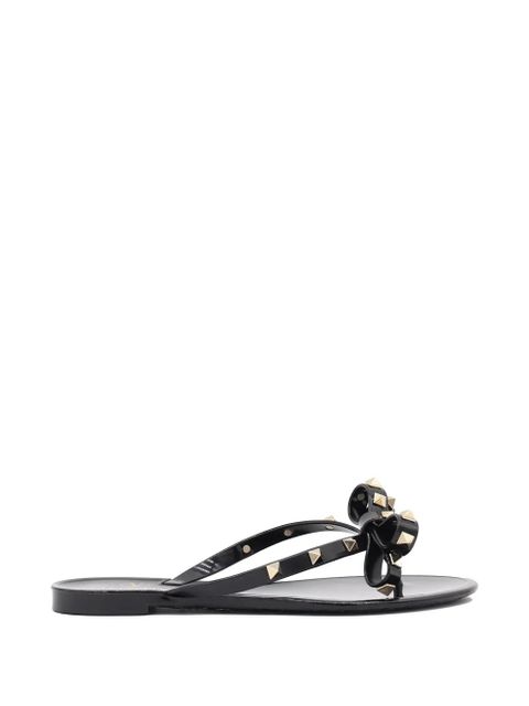Valentino Garavani Rockstud bow-detail flip-flops - Black - zdjęcie produktu nr 1