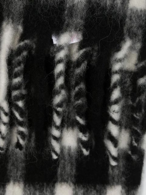 Marni check-print fringed scarf - Black