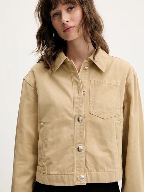 HUGO kurtka bawełniana kolor beżowy przejściowa 50536618