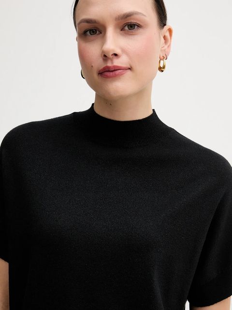 Marc Aurel sweter damski kolor czarny lekki z półgolfem 8067-8000-82107