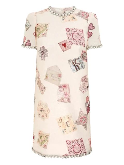 ZIMMERMANN embellished-neck graphic-print dress - White - zdjęcie produktu nr 1