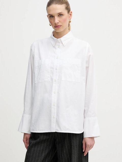 Barbour koszula bawełniana Wren damska kolor biały relaxed z kołnierzykiem klasycznym LSH1723 - zdjęcie produktu nr 1