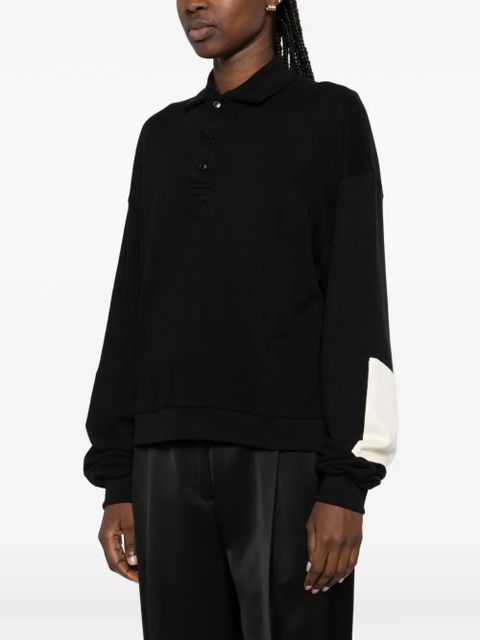 Aya Muse collared patched polo shirt - Black