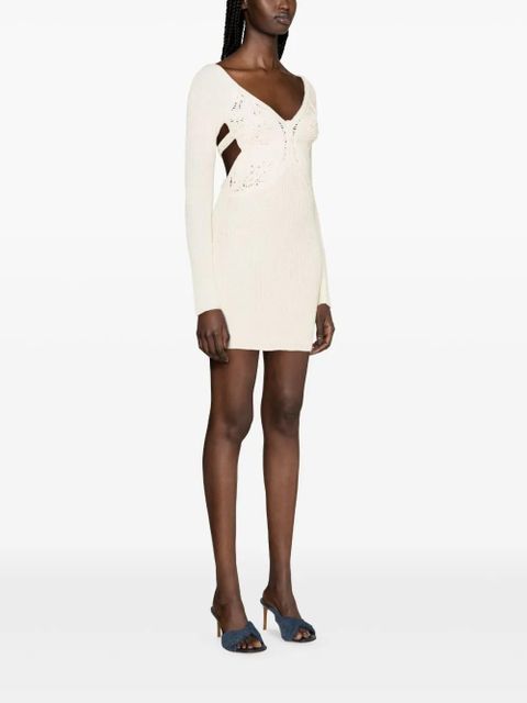 Blumarine butterfly-embroidered ribbed midi dress - Neutrals - zdjęcie produktu nr 2