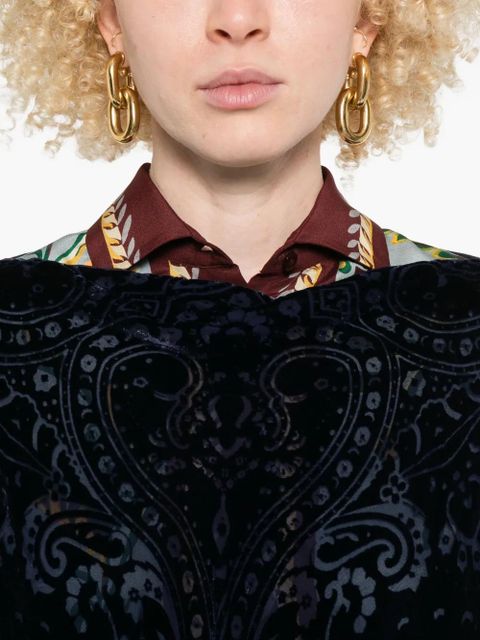 ETRO paisley-velvet poncho - Blue
