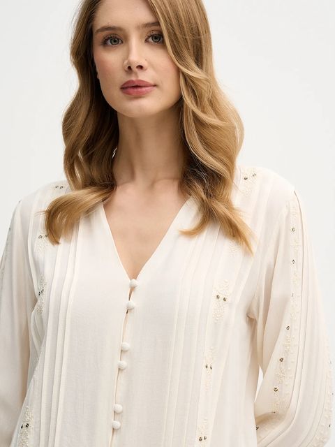 Hoss Intropia koszula damska kolor beżowy regular 6282692 - zdjęcie produktu nr 2