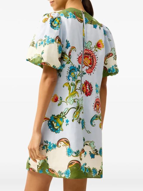 Marie Oliver Kiki floral puff-sleeve dress - Blue