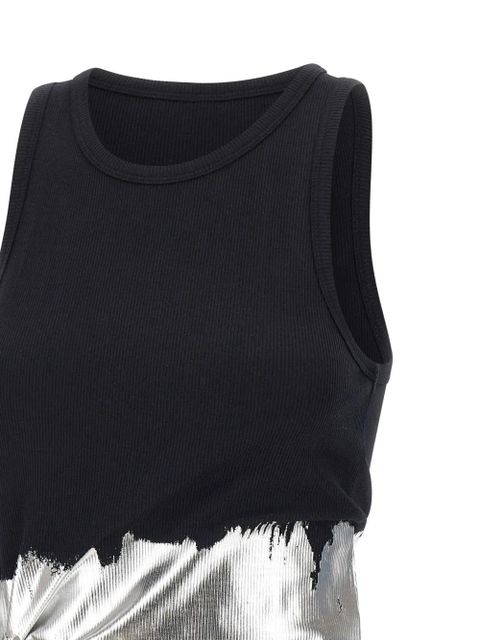 Rabanne foil-finish asymmetric tank top - Black