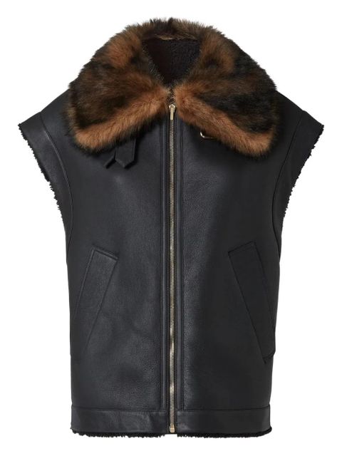 FENDI fur-collar zip gilet - Black - zdjęcie produktu nr 1