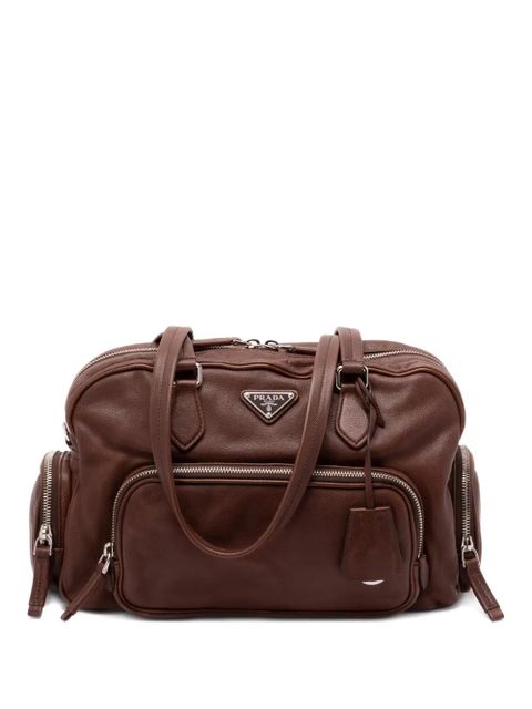 Prada large zip leather shoulder bag - Brown - zdjęcie produktu nr 1