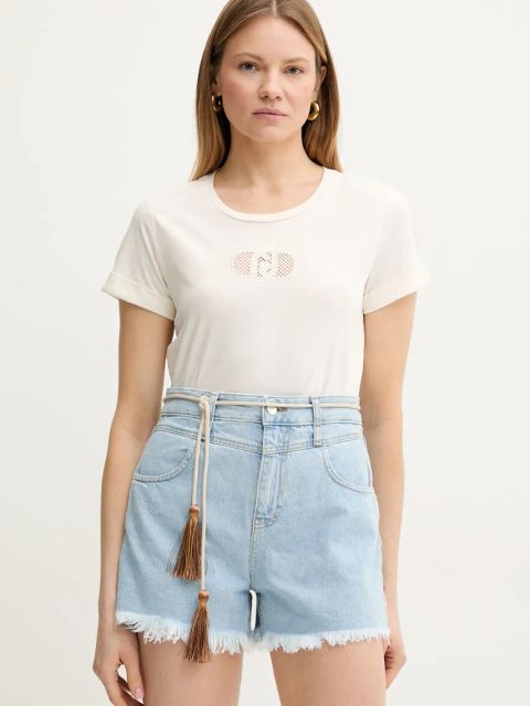 Liu Jo t-shirt bawełniany damski kolor beżowy TA5180 JS923