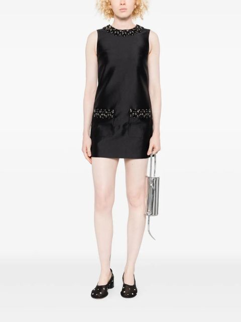 Self-Portrait embellished-pocket mini dress - Black
