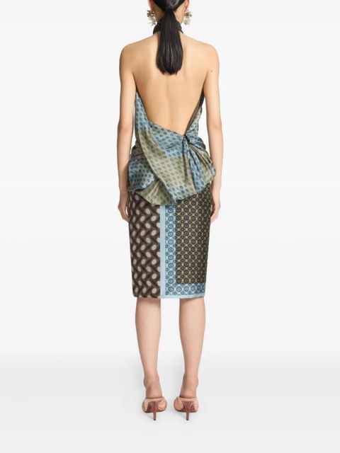 DRIES VAN NOTEN halter-neck geometric-pattern top - Green