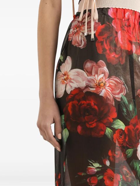 Dolce & Gabbana floral-print midi skirt - Black