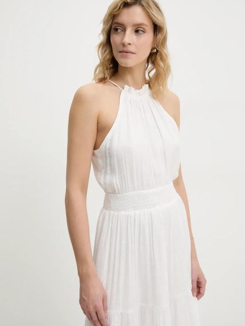 Answear.LAB sukienka kolor beżowy maxi rozkloszowana