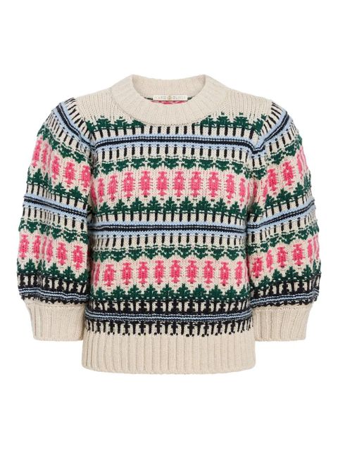 Marie Oliver Gail patterned puff-sleeve top - Neutrals - zdjęcie produktu nr 1