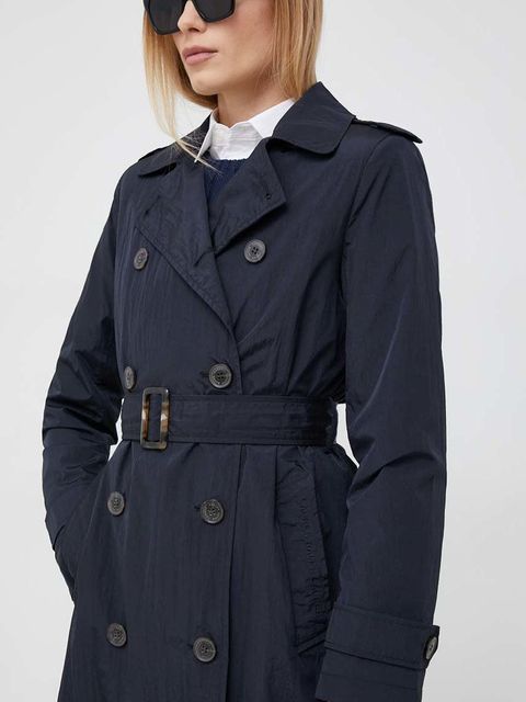 Lauren Ralph Lauren płaszcz damski kolor granatowy przejściowy dwurzędowy - zdjęcie produktu nr 1