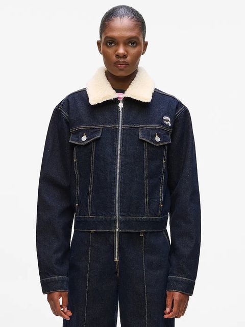 Karl Lagerfeld kurtka jeansowa bawełniana IKON kolor granatowy przejściowa A4W14025 - zdjęcie produktu nr 1