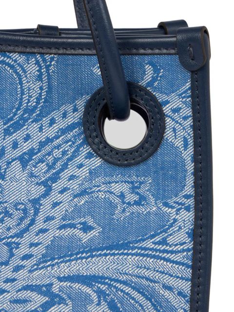ETRO jacquard denim medium tote bag - Blue
