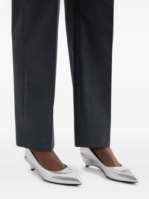 Jil Sander laminated leather slingback pumps - Silver