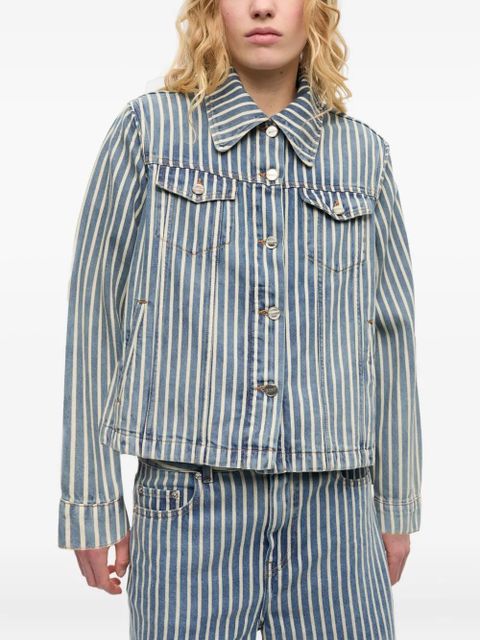 GANNI striped denim jacket - Blue
