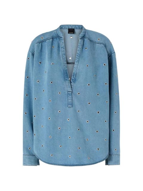 PINKO eyelet V-neck top - Blue - zdjęcie produktu nr 1
