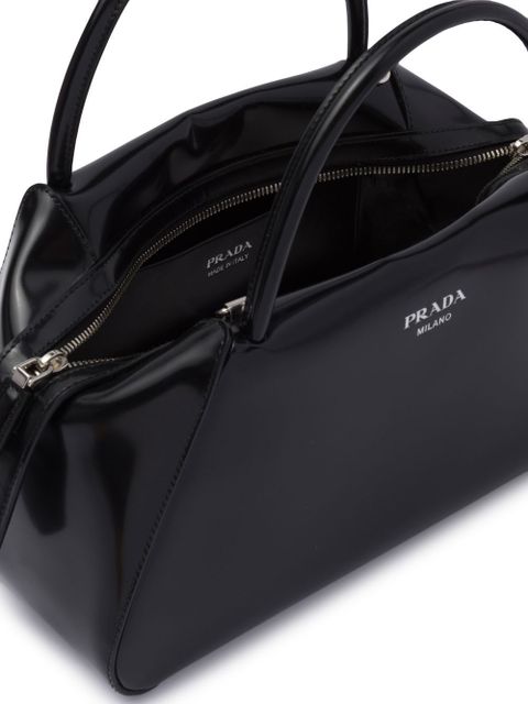 Prada medium brushed-leather tote bag - Black