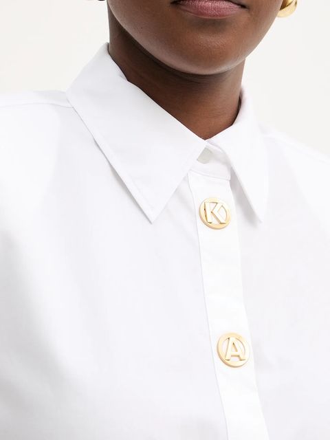 Karl Lagerfeld sukienka bawełniana kolor biały midi oversize B1W13026