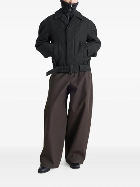 LEMAIRE raglan-sleeve belted jacket - Black