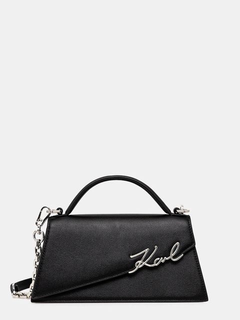 Karl Lagerfeld torebka skórzana K/SIGNATURE kolor czarny A1W30458 - zdjęcie produktu nr 1