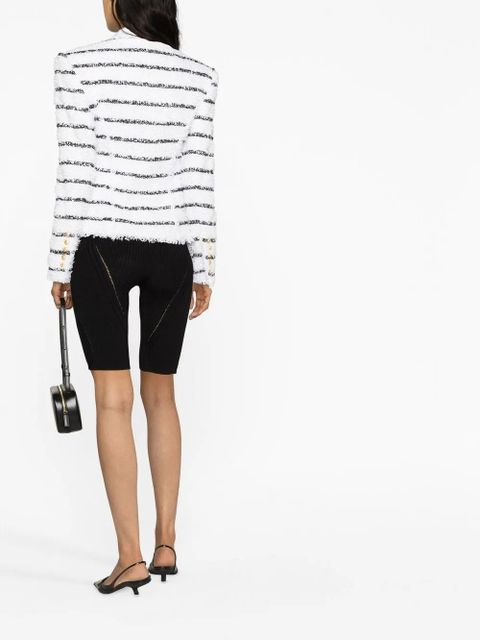 Balmain striped trurex-tweed jacket - White