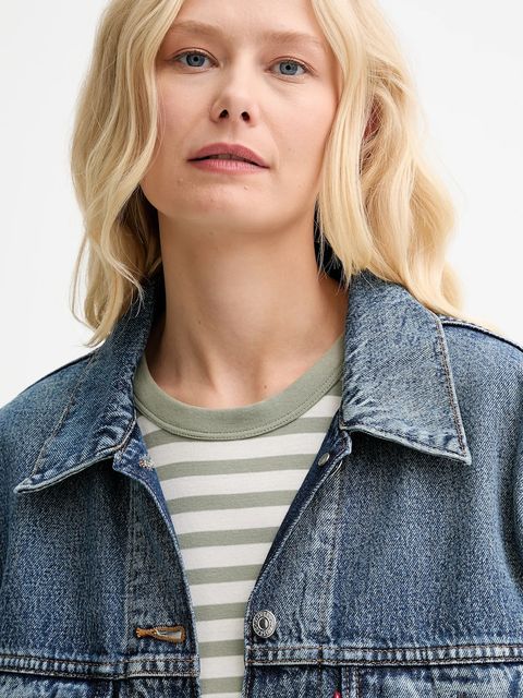 Levi's kurtka jeansowa kolor niebieski przejściowa oversize A1743