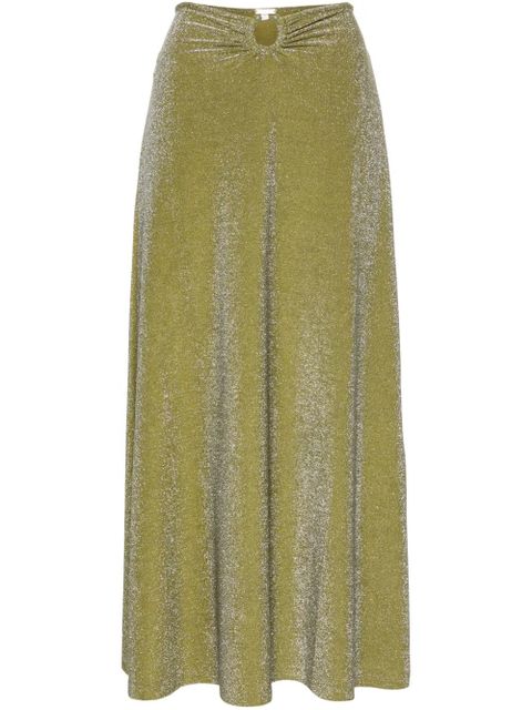 Johanna Ortiz ring-detail lurex midi skirt - Green - zdjęcie produktu nr 1