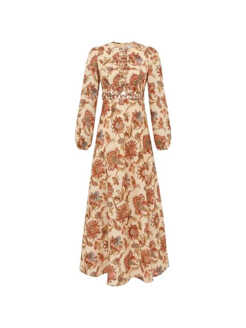 ZIMMERMANN Aster floral-print midi dress - Neutrals - zdjęcie produktu nr 1