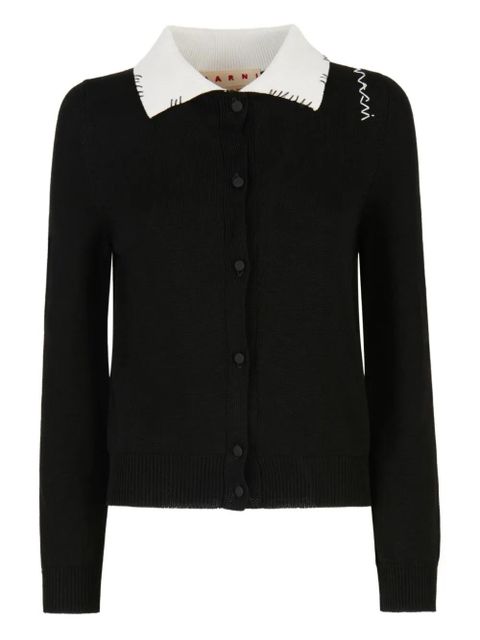 Marni logo-embroidered cotton cardigan - Black - zdjęcie produktu nr 1