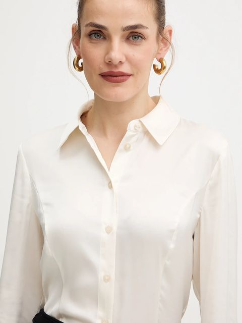 Guess koszula FERNANDA damska kolor beżowy regular z kołnierzykiem klasycznym W5BH83 WF1T2 - zdjęcie produktu nr 2