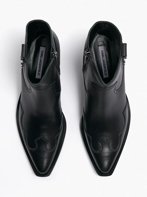 Karl Lagerfeld kowbojki skórzane KANSAS NFT damskie kolor czarny na płaskim obcasie KL33265