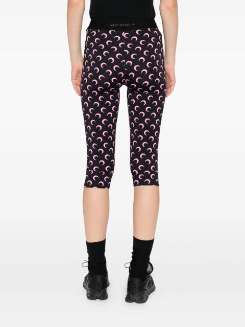 Marine Serre Capri Moon-printed shorts - Black