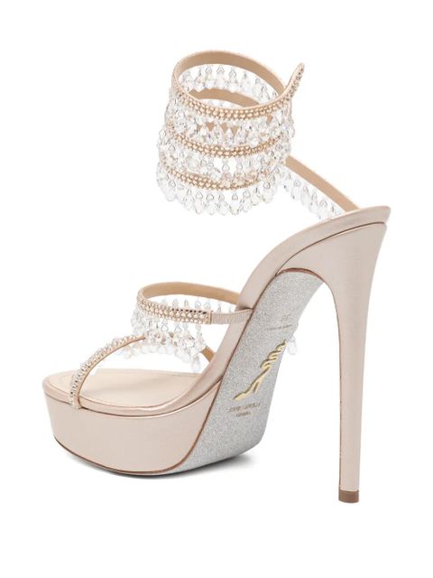 René Caovilla rhinestone heeled sandals - Neutrals