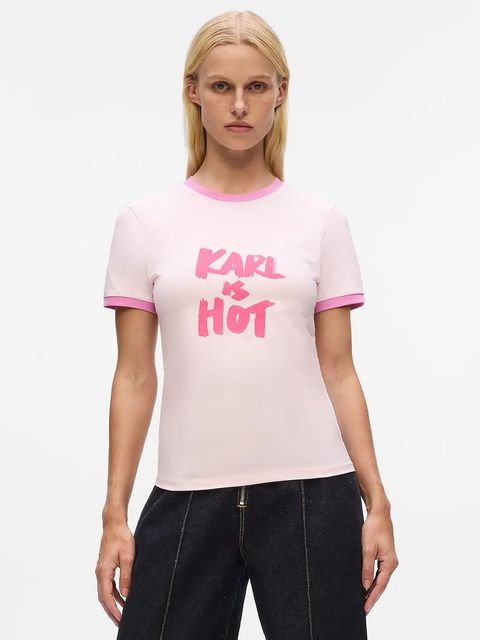Karl Lagerfeld t-shirt bawełniany Karl Lagerfeld x Paris Hilton damski kolor różowy A4W17102 - zdjęcie produktu nr 1
