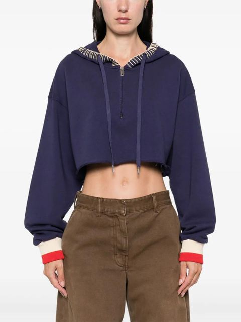 Golden Goose half-zip cropped hoodie - Blue - zdjęcie produktu nr 2