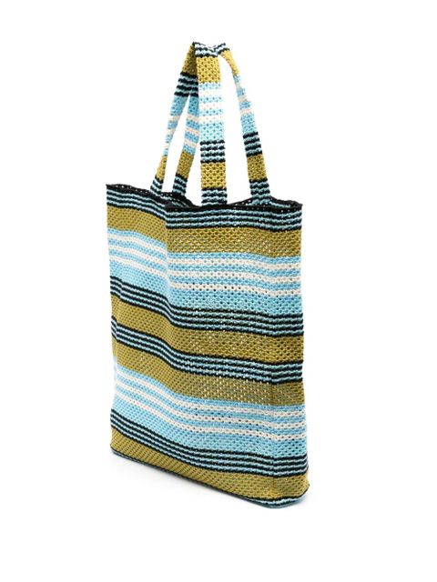 Lanvin striped crochet cotton tote bag - Blue