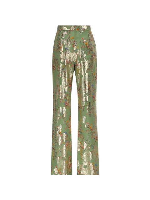 Valentino Garavani floral-brocade trousers - Green - zdjęcie produktu nr 2