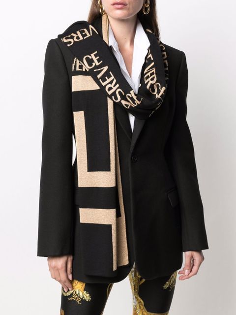 Versace two-tone intarsia-knit scarf - Black - zdjęcie produktu nr 2