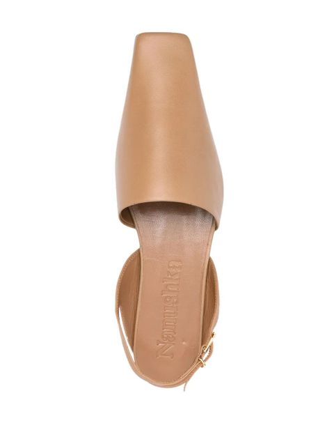Nanushka square-toe leather slippers - Brown