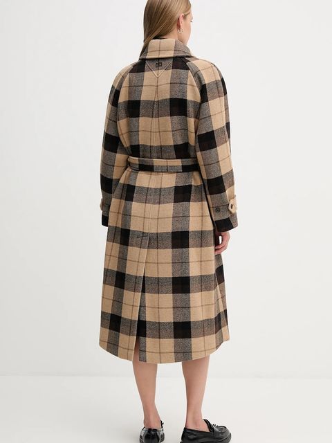 Tommy Hilfiger płaszcz z dodatkiem wełny kolor beżowy WW0WW46870 - zdjęcie produktu nr 2