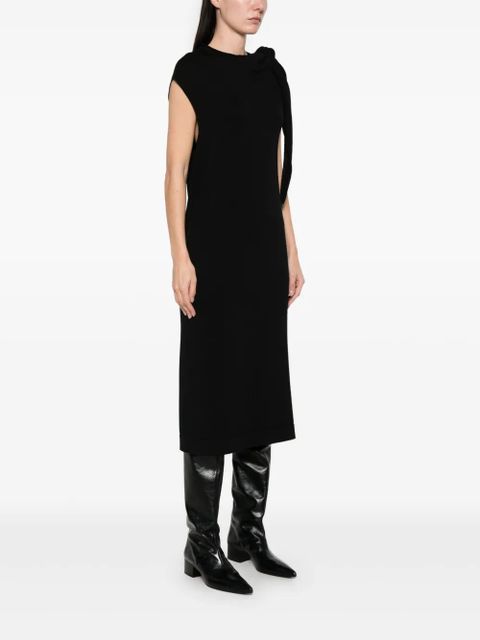 Jil Sander fine knit draped-detailed midi dress - Black