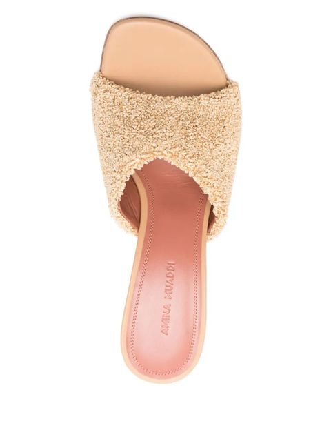 Amina Muaddi 95mm Taylor raffia sculpted-heel sandals - Neutrals