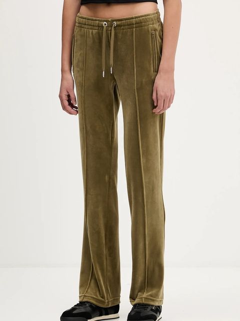 Juicy Couture spodnie dresowe welurowe kolor zielony z aplikacją JCWBJ225307 - zdjęcie produktu nr 1